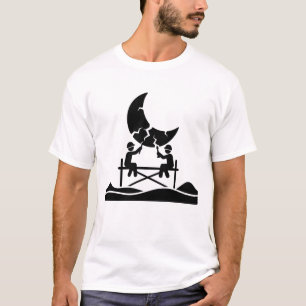 Camiseta Trabalhadores de reparo da lua rachada em andaime