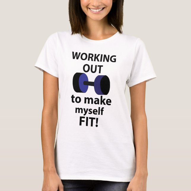 Camiseta Trabalhando Com Pesos De Workout Funcionando (Frente)