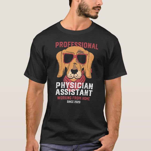 Camiseta Trabalhando em casa Assistente médico assistente P (Frente)