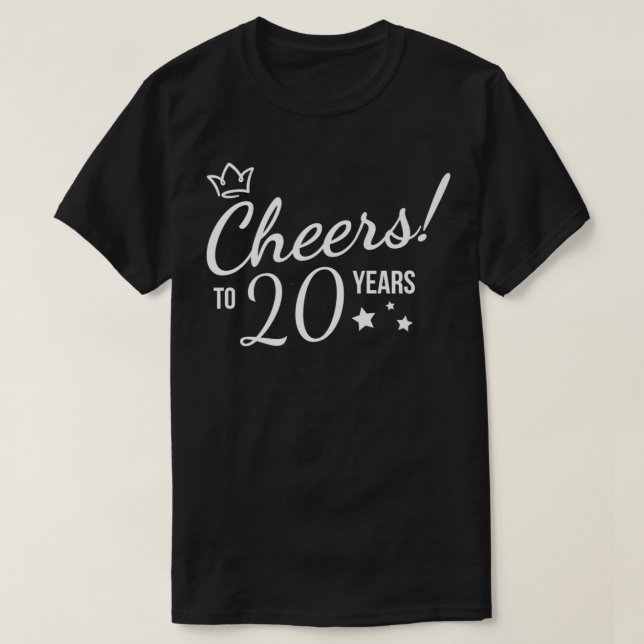 Camiseta Trabalhar Aniversário Alega 20 Anos Vinte Anos P (Frente do Design)