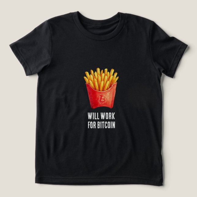 Camiseta Trabalhará por Bitcoin (Preto) (Design frontal)