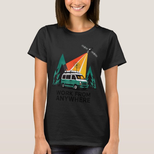 Camiseta Trabalhe de Qualquer Lugar Vetor Estético Gráfico  (Frente)