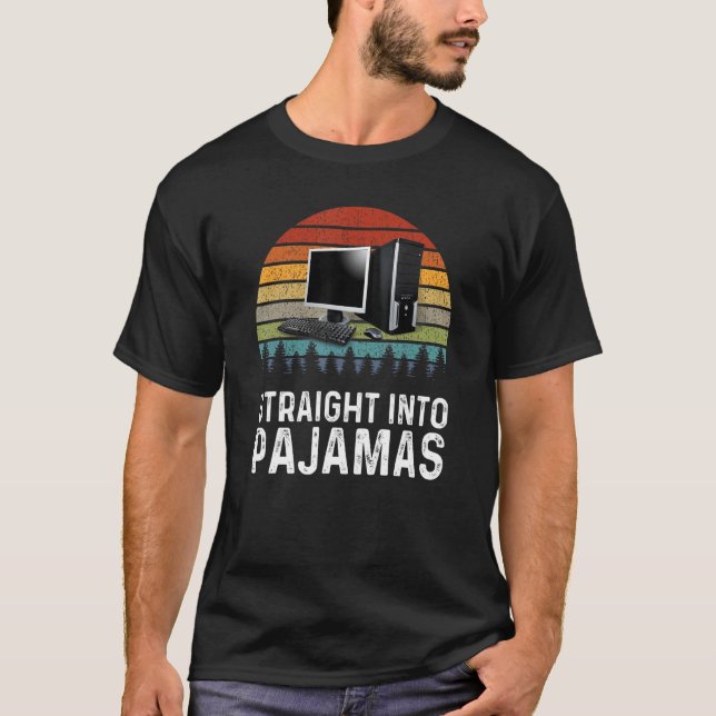 Camiseta Trabalhe Do Hetero Doméstico Em Pijamas Virtual Em (Frente)