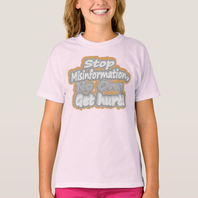 Camiseta Trabalho de arte Bonita Sobre "Interromper Desinfo (Frente)