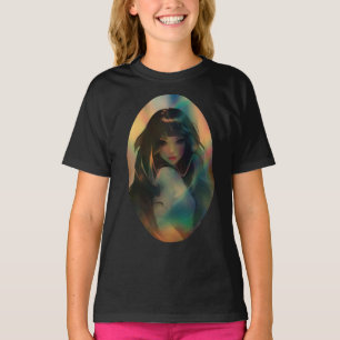 Camiseta Trabalho de arte da Anime Girl cercada por Rainbow