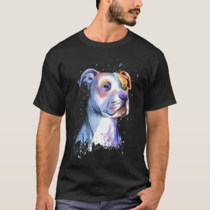 Camiseta Trabalho de arte de abertura de pitbull colorido -