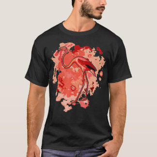 Camiseta Trabalho de arte de Aquarela Flamingo Rosa