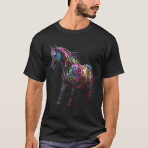 Camiseta Trabalho de arte de Cavalo Corante Animal Motif Ca