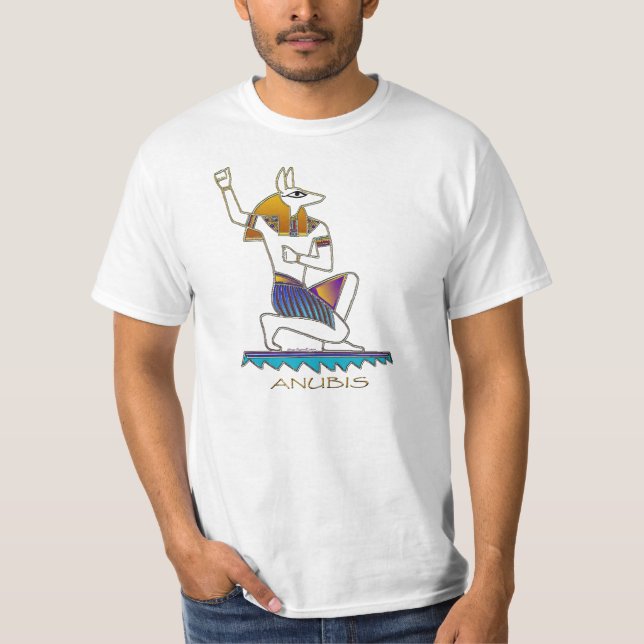 Camiseta TRABALHO DE ARTE de Deus Egípcio Antigo ANUBIS (Frente)