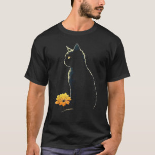 Camiseta Trabalho de arte de Gato - Flores de Gato Motif An