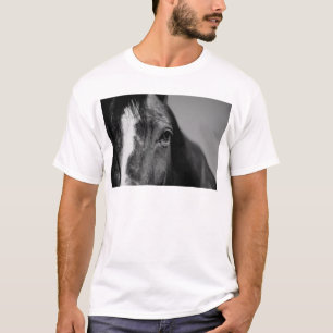 Camiseta Trabalho de arte de Olhos de Cavalo Branco Negro