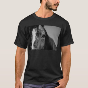 Camiseta Trabalho de arte de Olhos de Cavalo Branco Negro