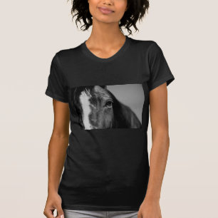 Camiseta Trabalho de arte de Olhos de Cavalo Branco Negro