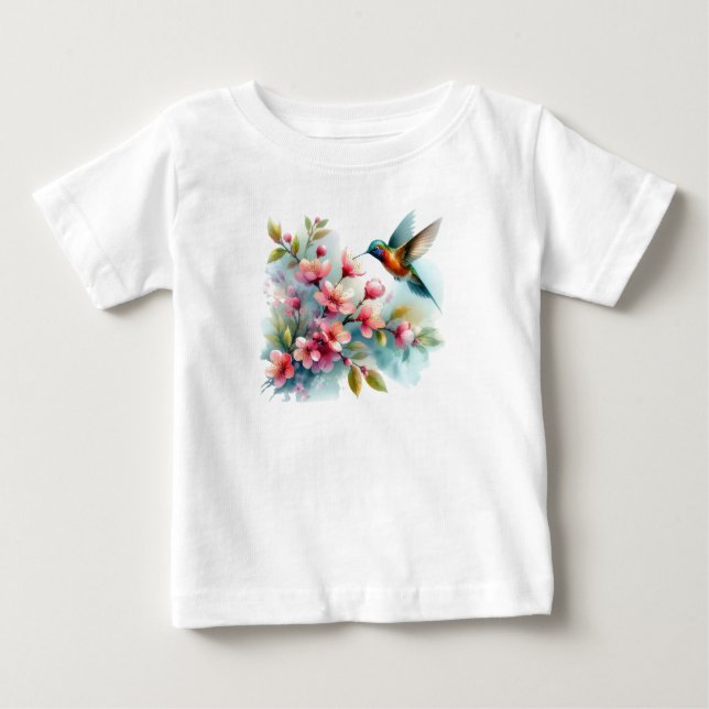 Camiseta Trabalho de arte de pássaro-primavera (Frente)