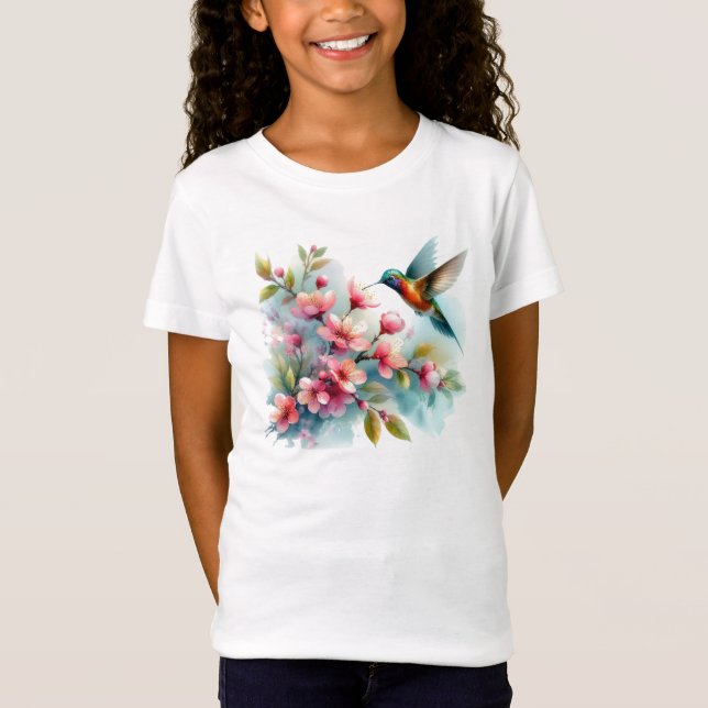 Camiseta Trabalho de arte de pássaro-primavera (Frente)