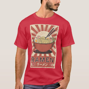 Camiseta Trabalho de arte de pintura retrô japonês - Ramen 