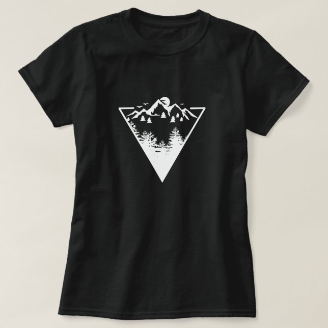 Camiseta Trabalho de arte de quadro de triângulo com paisag (Frente do Design)