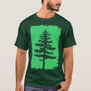 Camiseta Trabalho de arte de Silhueta de Coníferas Verde Vi