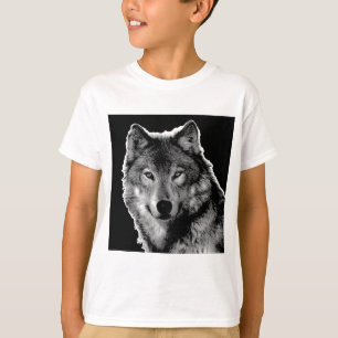 Camiseta Trabalho de arte do Lobo Negro e Branco