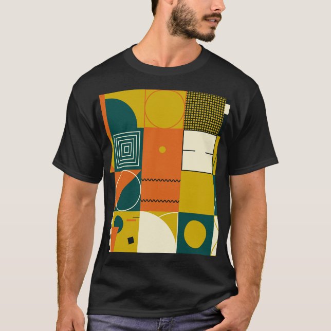 Camiseta Trabalho de arte geométrico: formas simples, desig (Frente)