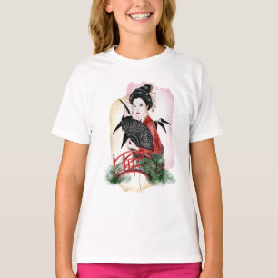 Camiseta Trabalho de arte Japonês Geisha Girl