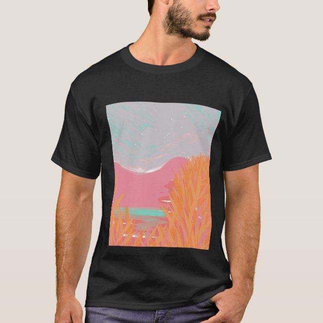 Camiseta Trabalho de arte Original Contemporâneo "O Lago" P (Frente)