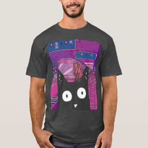 Camiseta Trabalho de arte Urban Subway Kawaii Cat. Gato Jap