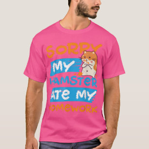Camiseta Trabalho De Casa Da Escola De Hamster Bonito Descu