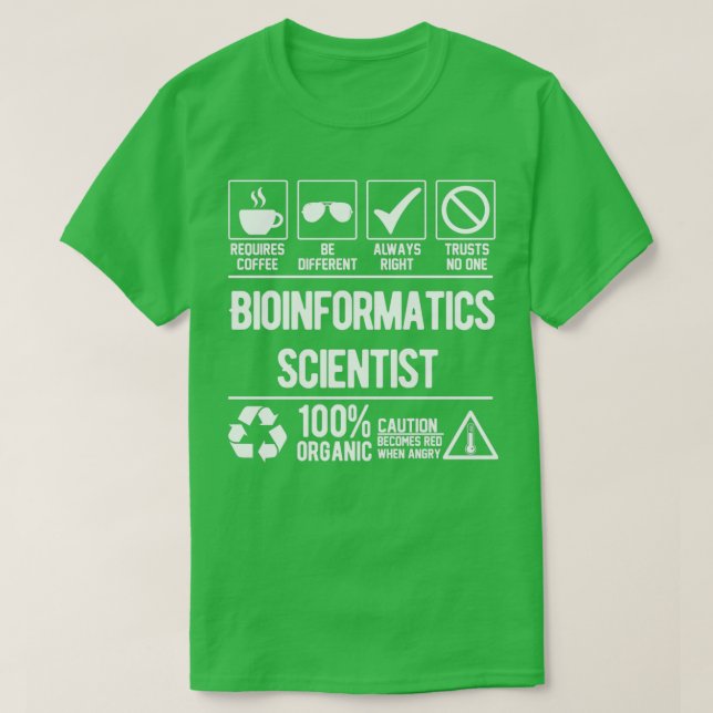 Camiseta Trabalho de Cientista de Bioinformática (Frente do Design)