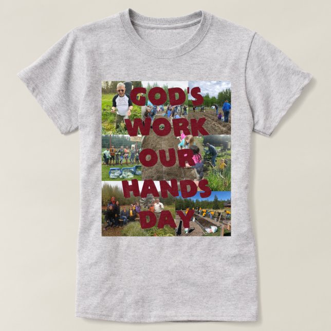 Camiseta Trabalho de Deus Nossas Mãos (Frente do Design)