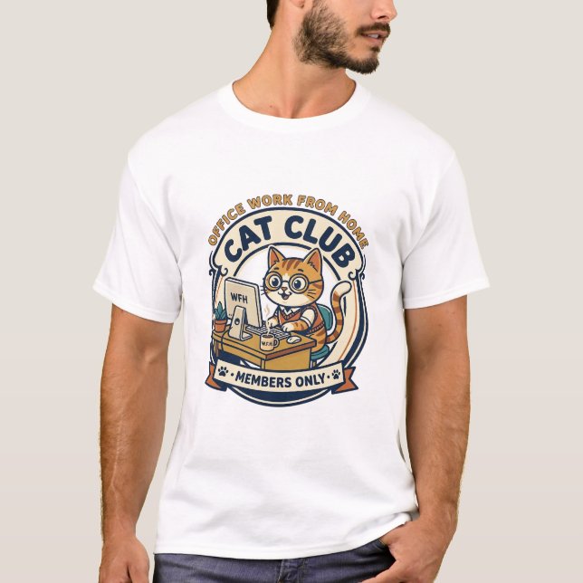 Camiseta Trabalho de Escritório de Casa Gato Presente para  (Frente)
