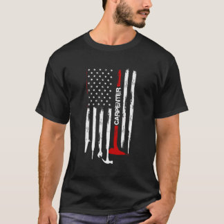 Camiseta Trabalho de madeira de carpinteiro na bandeira ame