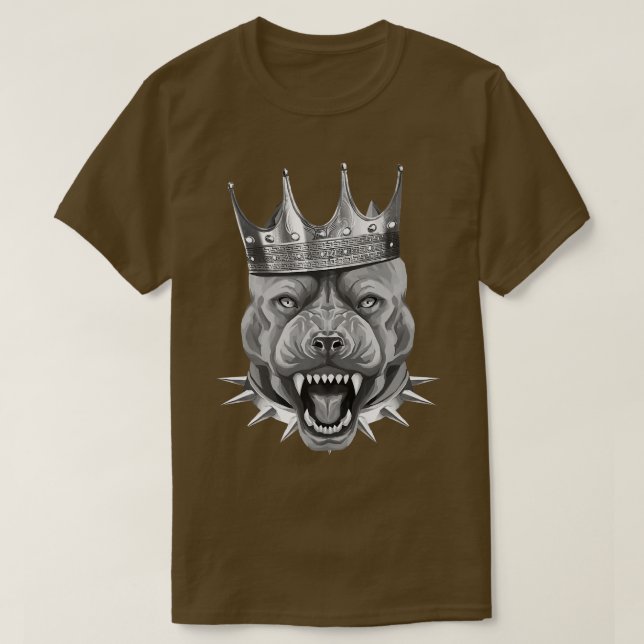 Camiseta Trabalho De Motivação Da Coroa Do Rei-Cabeça-De-Cã (Frente do Design)