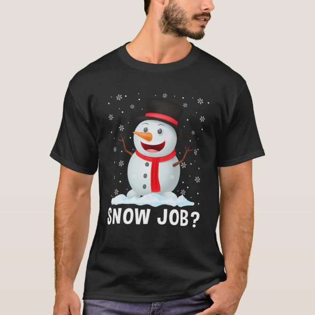 Camiseta Trabalho de Neve Legal Natal Snowman Fam de Combin (Frente)