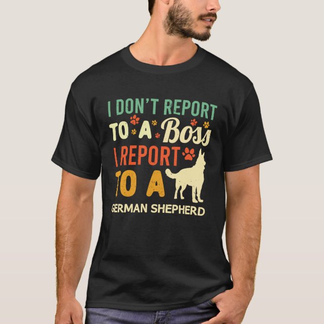Camiseta Trabalho do Colaborador Chefe de German shepherd W (Frente)