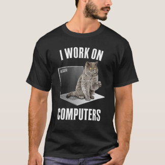 Camiseta Trabalho Em Computadores Proprietário De Gato 4