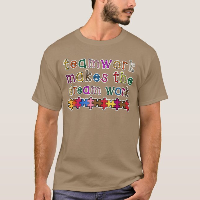 Camiseta Trabalho em Equipe Faz o Sonho Funcionar Puzzles C (Frente)