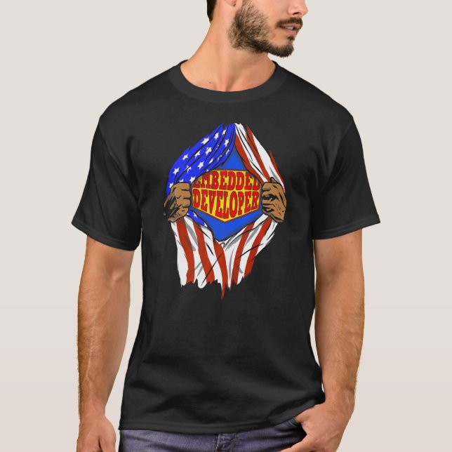 Camiseta Trabalho Herói do Desenvolvedor Superincorporado (Frente)