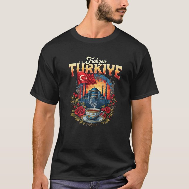 Camiseta Trabzon T Rkiye Flag Turquia Viagem Souvenir prese (Frente)