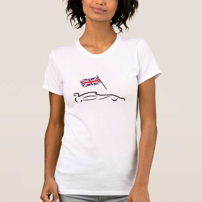 Camiseta Traçado da linha do carro de corrida com bandeira  (Frente)