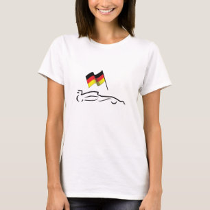 Camiseta Traçado da linha do carro de corrida com bandeira