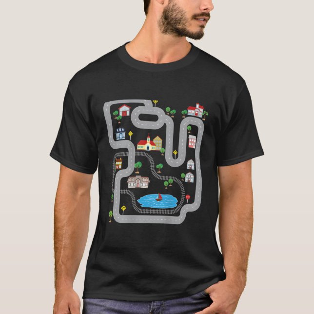 Camiseta Traçado De Carro De Comboio Em Playmat Impresso Na (Frente)