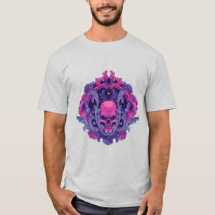 Camiseta Tracery Skull Pink Color Design