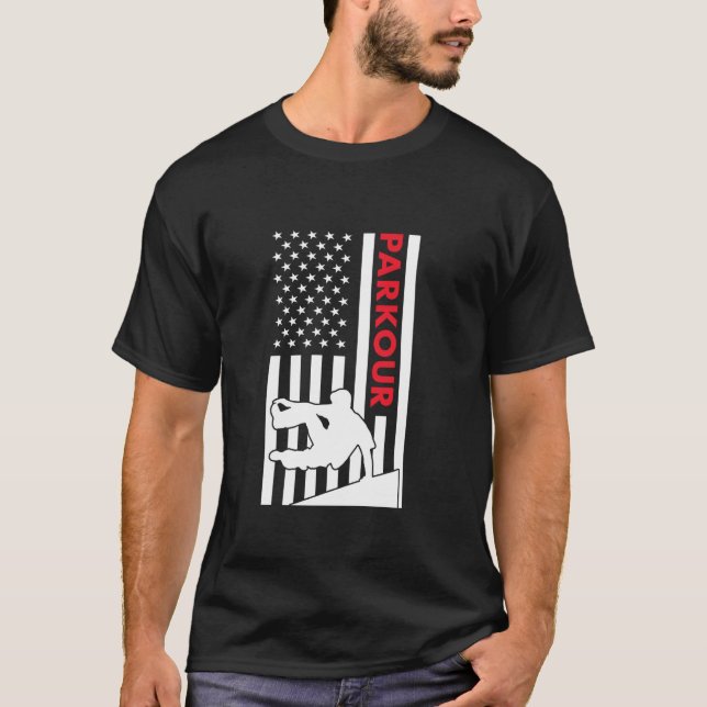 Camiseta Traceur Bandeira dos EUA Parkour  1 (Frente)