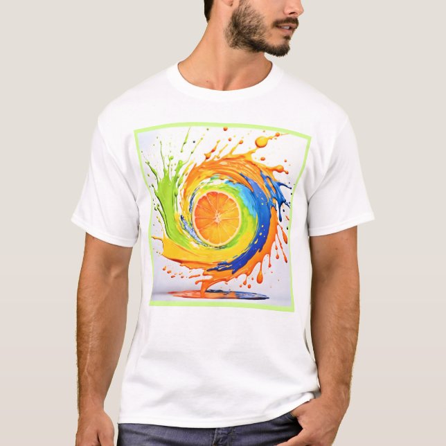 Camiseta Traço de Citros do Design de Cor (Frente)