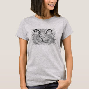 Camiseta Traço De Gato Com A Mão Desenhada