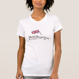 Camiseta Traço de linha do carro de corrida com bandeira b