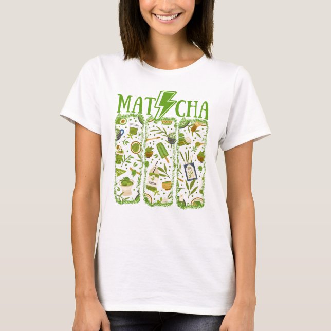 Camiseta Traço de Pincel de Relâmpago MATCHA (Frente)