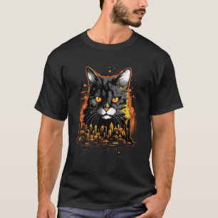 Camiseta Traços de Criatividade Urbana Desenho de Gato Desi