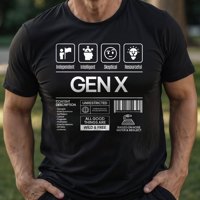 Camiseta Traços Descritivos de Geração X Engraçada (Criador carregado)